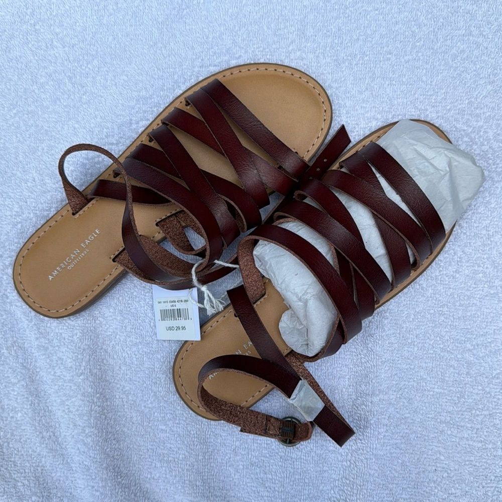 American Eagle Brown strappy sandals size 6